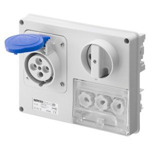 Gewiss Fix reteszelt vízszintes csatlakozó-aljzat - Hátlap nélk. - Olvadóbizt. foglalattal - 3P+E 32A 200-250V - 50/60HZ 9H - IP44 termékfotó