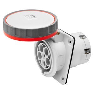 Gewiss 10° beépíthető süllyesztett csatlakozó-aljzat HP IP66/IP67 - 3P+E 125A 380-415V 50/60HZ - Piros - 6H - Pilot érintkező - Vezetékbekötésű termékfotó