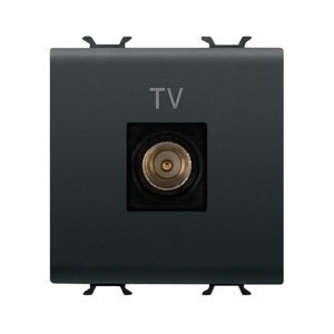 Gewiss Koaxiális TV csatlakozó-aljzat A osztályú árnyékolással - Iec-csatlakozó, apa 9,5MM - Végzáró - 2 modulos - Szatén fekete - CHORUSMART termékfotó
