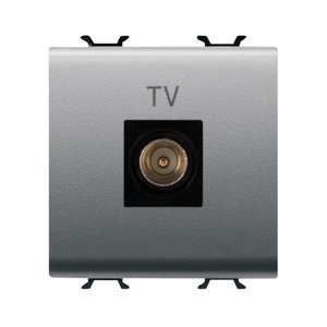 Gewiss Koaxiális TV csatlakozó-aljzat A osztályú árnyékolással - Iec-csatlakozó, apa 9,5MM - Végzáró - 2 modulos - Titánium - CHORUSMART termékfotó