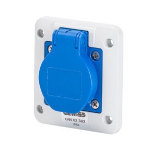 Gewiss 10° beépíthető süllyesztett csatlakozó-aljzat - 2P+E 16A 200-250V 50/60HZ - 85X75 - Kék - Csavaros vezetékbekötésű termékfotó