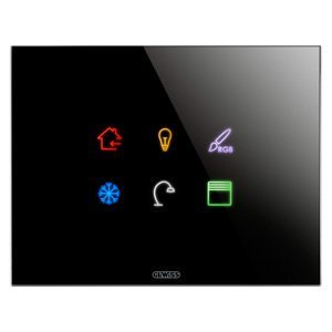 Gewiss Ice touch díszítőkeret knx - Üveg - 6 érintésérzékeny terület - Fekete - CHORUSMART termékfotó