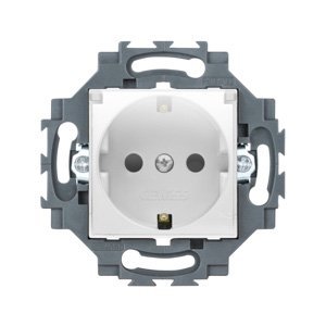 Gewiss Német szabvány szerinti csatlakozó-aljzat 250V ac - Csavaros vezetékbekötés - Előlapi kábelrögzítés - Csapfedeles - 2P+E 16A - Fehér - Dahlia