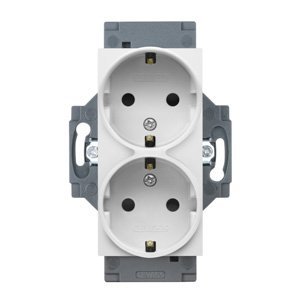 Gewiss Német szabvány szerinti csatlakozó-aljzat 250V ac - Csavaros vezetékbekötés - Előlapi kábelrögzítés - Double - 2P+E 16A - Fehér - Dahlia
