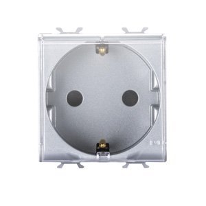 Gewiss Német szabvány szerinti csatlakozó-aljzat 250V AC - 2P+E 16A - 2 modulos - Fedéllel - Titánium - CHORUSMART termékfotó