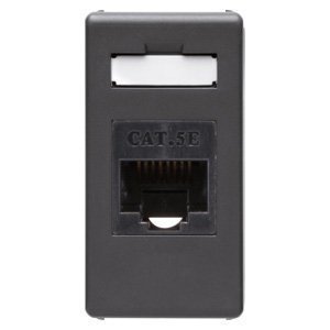 Gewiss RJ45 csatlakozó-aljzat - 4 pár - Kategória: 5e - Utp - Szerszám nélk. szerelhető - 1 modul - System black