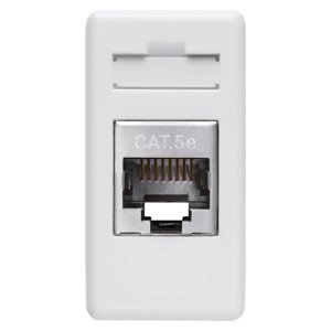 Gewiss RJ45 csatlakozó-aljzat - 4 pár - Kategória: 5e - Ftp - Szerszám nélk. szerelhető - 1 modul - System white
