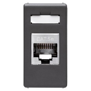 Gewiss RJ45 csatlakozó-aljzat - 4 pár - Kategória: 5e - Ftp - Szerszám nélk. szerelhető - 1 modul - System black