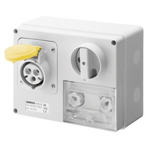 Gewiss Fix reteszelt vízszintes csatlakozó-aljzat - Hátlappal - Olvadóbizt. foglalattal - 3P+E 32A 100-130V - 50/60HZ 4H cbf - IP44 termékfotó