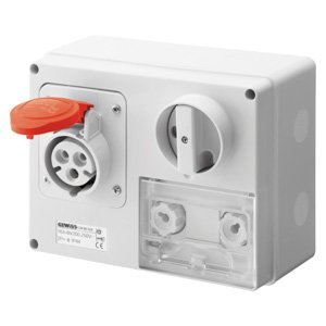 Gewiss Fix reteszelt vízszintes csatlakozó-aljzat - Hátlappal - Olvadóbizt. foglalattal - 2P+E 16A 380-415V - 50/60HZ 9H cbf - IP44 termékfotó