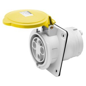 Gewiss 10° beépíthető süllyesztett csatlakozó-aljzat HP - IP44/IP54 - 3P+N+E 63A 100-130V 50/60HZ - Sárga - 4H - Vezetékbekötésű termékfotó