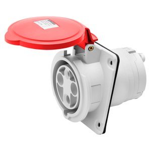 Gewiss 10° beépíthető süllyesztett csatlakozó-aljzat HP - IP44/IP54 - 3P+N+E 63A 346-415V 50/60HZ - Piros - 6H - Vezetékbekötésű termékfotó