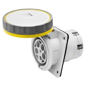 Gewiss 10° beépíthető süllyesztett csatlakozó-aljzat HP - IP66/IP67 - 2P+E 125A 100-130V 50/60HZ - Sárga - 4H - Vezetékbekötésű termékfotó