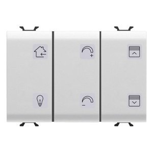 Gewiss Nyomógomb panel cserélhető szimbólumokkal - Redőny aktuátorral - Knx - 6+1 csatornás - 3 modulos - Szatén fehér - CHORUSMART