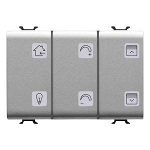 Gewiss Nyomógomb panel cserélhető szimbólumokkal - Knx - 6 csatornás - 3 modulos - Titánium - CHORUSMART