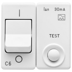 Gewiss Kompakt áram-védőkapcs. - 230V ac - A oszt - 1P+N 6A 3kA 30mA karakterisztika: C - 2 modul - System white termékfotó