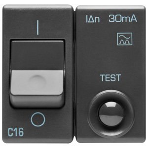 Gewiss Kompakt áram-védőkapcs. - 230V ac - A oszt - 1P+N 16A 3kA 30mA karakterisztika: C - 2 modul - System black termékfotó
