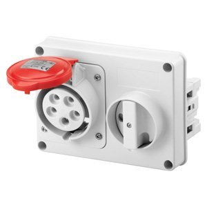 Gewiss Fix reteszelt vízszintes csatlakozó-aljzat - Hátlap nélk. - Olvadóbizt. foglalat nélk. - 3P+N+E 16A 346-415V - 50/60HZ 6H - IP44 termékfotó