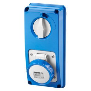 Gewiss Függőleg., fix reteszelt csatlakozó-aljzat - Hátlap nélk. - Olvadóbizt. foglalat nélk. - 2P+E 16A 200-250V - 50/60HZ 6H - IP67 termékfotó