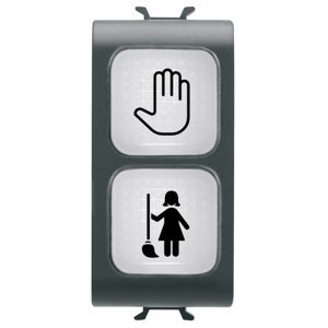 Gewiss Dupla jelzőlámpa - Opál - NE zavarjanak+takarítást kérek szimbólumokkal - 1 modulos - Szatén fekete - CHORUSMART termékfotó