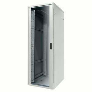 Gewiss 19'' álló rack szekrény - Fém - Átlátszó ajtó - 4 profilsín - 24U - 800X1185X800 - RAL 7035 szürke