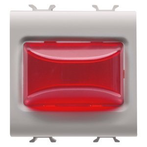 Gewiss Domború jelzőlámpa - 12V AC/DC / 230 V AC 50/60 hz - Piros - 2 modulos - Szatén bézs - CHORUSMART termékfotó