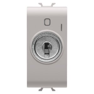 Gewiss Nyomógomb 2P 250V AC - NO 10A - Kulccsal - 1 modulos - Szatén bézs - CHORUSMART