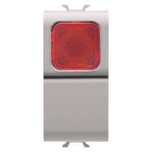 Gewiss Nyomógomb 1P 250V AC - NO 16A - Piros fénykibocsátó lencse - 1 modulos - Szatén bézs - CHORUSMART