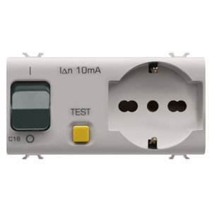 Gewiss Reteszelő kapcsolós csatlakozó-aljzat - 2P+E 16A - P40 - Áram-védőkapcsolóval 1P+N 16A - 230 V AC - 4 modulos - Szatén bézs - CHORUSMART