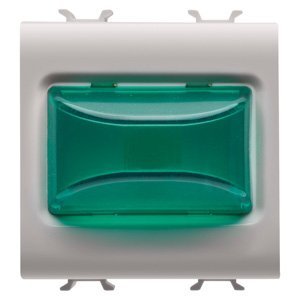 Gewiss Domború jelzőlámpa - 12V AC/DC / 230 V AC 50/60 hz - Zöld - 2 modulos - Szatén bézs - CHORUSMART termékfotó