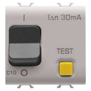 Gewiss Áram-védőkapcsoló túláramvédelemmel - Karakterisztika: C - Típus: A - 1P+N 10A 230 V AC 30mA - 2 modulos - Szatén bézs - CHORUSMART termékfotó