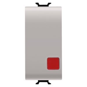 Gewiss Nyomógomb 1P 250V AC - Nc+no 16A - Stop - Piros fénykibocsátó lencse - 1 modulos - Szatén bézs - CHORUSMART