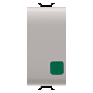 Gewiss Nyomógomb 1P 250V AC - No+nc 16A - Start - Zöld fénykibocsátó lencse - 1 modulos - Szatén bézs - CHORUSMART