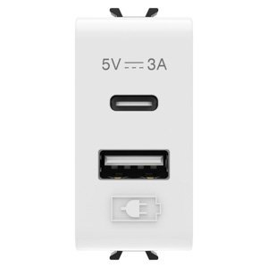 Gewiss Usb töltő - A+c típus - 3A - Fényes fehér - 1 modulos - CHORUSMART