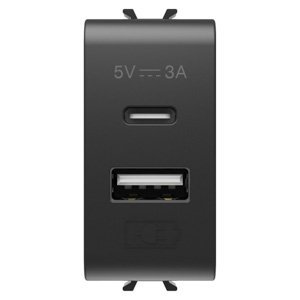 Gewiss Usb töltő - A+c típus - 3A - Szatén fekete - 1 modulos - CHORUSMART