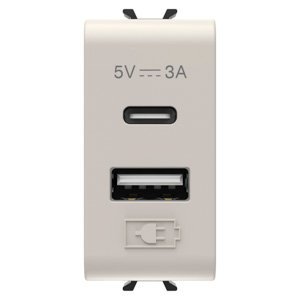 Gewiss Usb töltő - A+c típus - 3A - Szatén bézs- 1 modulos - CHORUSMART