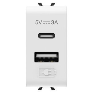 Gewiss Usb töltő - A+c típus - 3A - Szatén fehér - 1 modulos - CHORUSMART