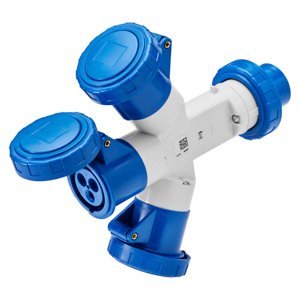 Gewiss Csatlakozó elosztók 3 kimenettel IP67 - Csatlakozó dugó 16A - 3 csatlakozó-aljzat 2P+E 230V 50/60HZ - Kék - 6H termékfotó