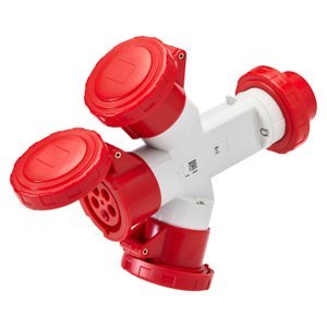 Gewiss Csatlakozó elosztók 3 kimenettel IP67 - Csatlakozó dugó 16A - 2 csatlakozó-aljzat 3P+N+E 400V 50/60HZ - Piros - 6H termékfotó
