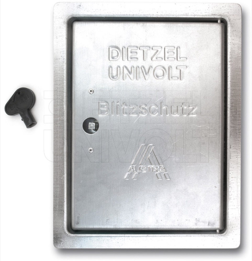 Univolt RT+DR/fv Vizsgáló-összekötö ajtó, zárral, tüzihorganyzott, 230x180x15