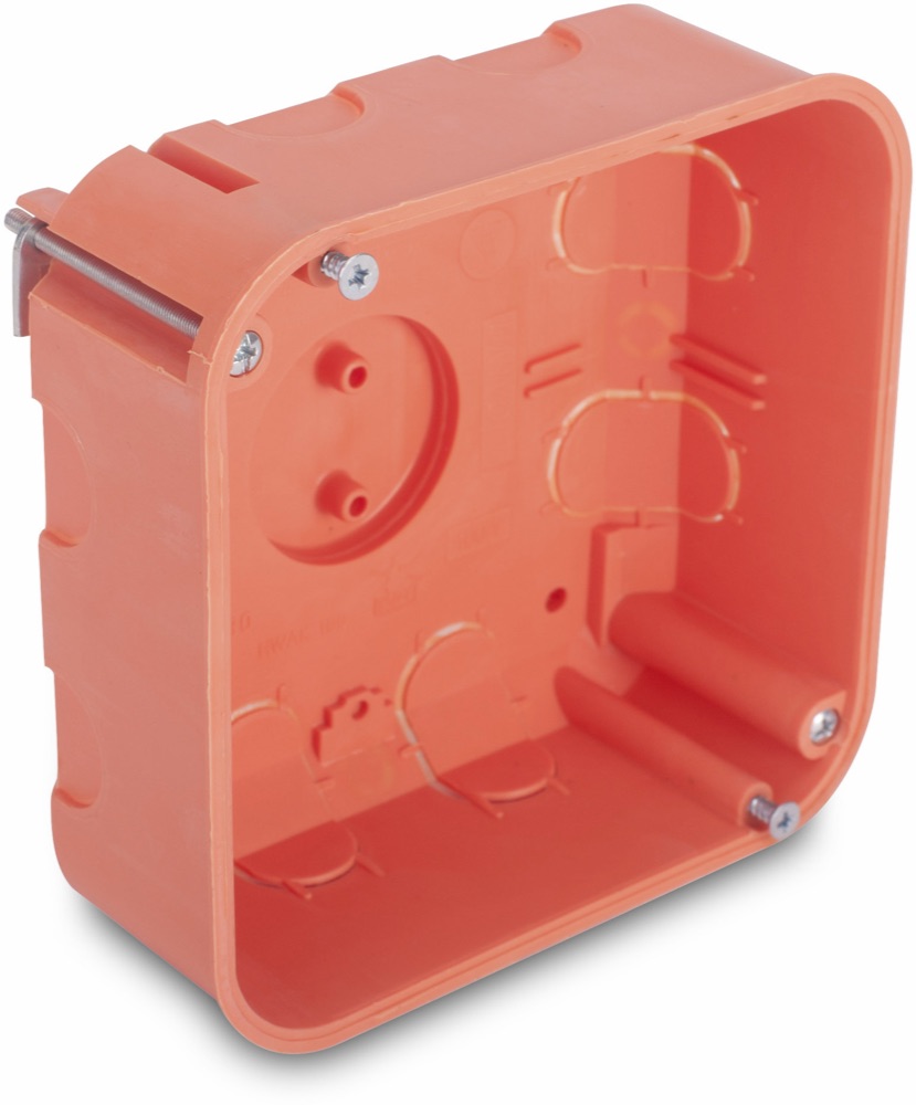 Univolt HWAK 100 Gipszkarton kötödoboz, fedéllel, 107x107x52mm, narancssárga