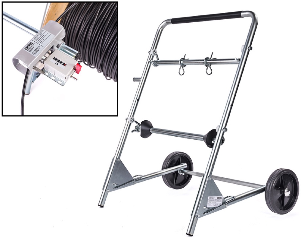 Univolt KAT-ABSPULER  KOMPLETT  (107270) Kábeldob lecsévélö,sérült dobhoz is,2tengely,hosszmérö,800mm/20kg dobhoz