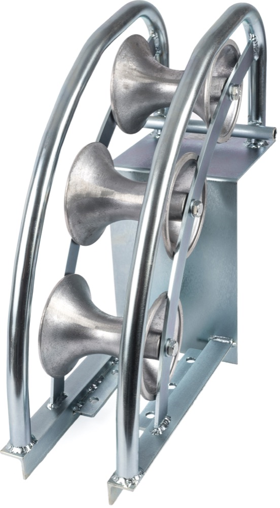 Univolt KA-SCHEB 120  (105002) Ívelt kábelgörgö aknába, fém keret, 3 alugörgö, max. 120mm átm. kábelhez