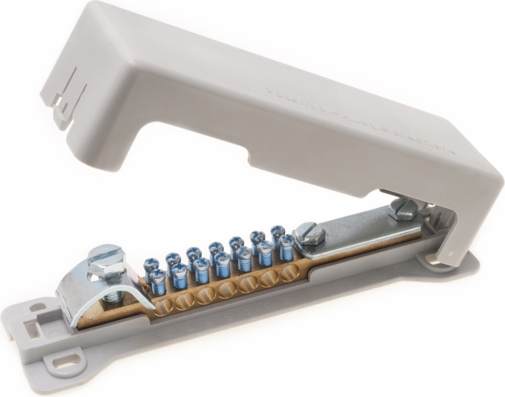 Univolt PASKLEIN Potenciálkiegyenlítö-sín, müanyag fedél, 7x16mm2, 1x30mm, 1x8-10mm