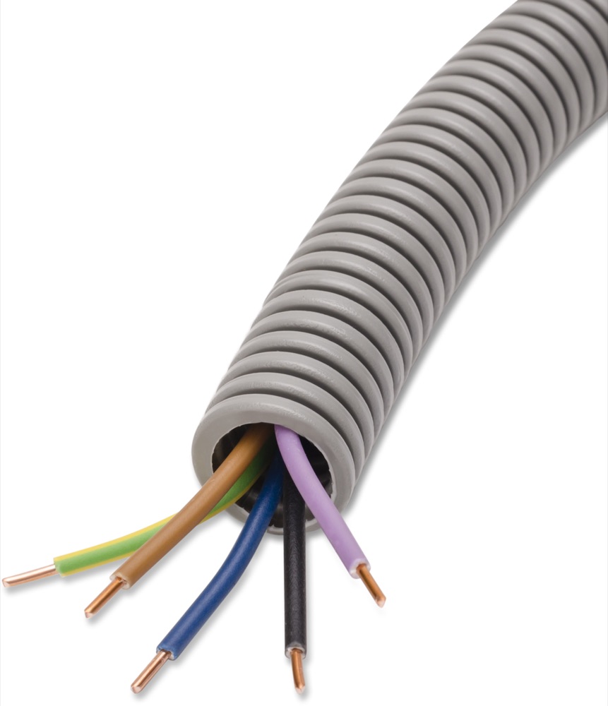 Univolt FXPR 20 MCU 5x1,5 50M F+B+LI+KÉ+Z/S Lépésálló gégecsö, PVC, >750N, vezetékezett, fekete,barna,lila,kék,z/s