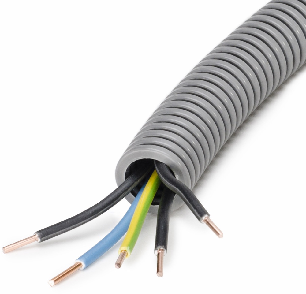 Univolt FXPR 25 MCU 5x2,5  50M  3xFE+KÉ+Z/S Lépésálló gégecsö, PVC, >750N, vezetékezett, 3xfekete, kék, z/s