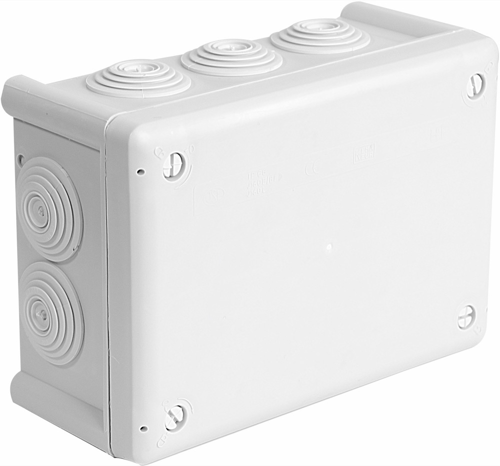 Univolt J160B VSZ Falon kívüli kötödoboz, 155x100x70mm, 10 kábelbevez., halogénmen., IP66
