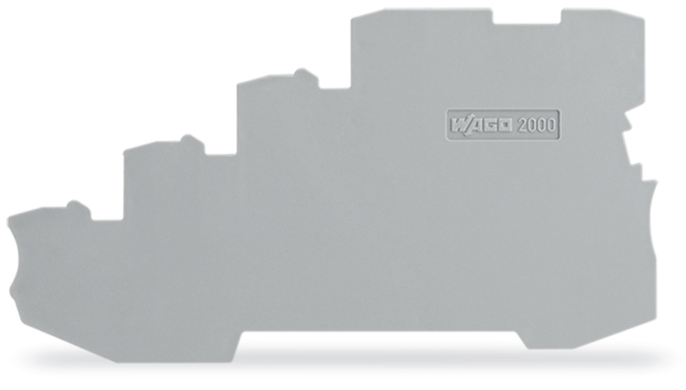 WAGO 2000-5491 Vég- és válaszlap 1mm vastag 4 vezetékes sorkapocshoz, szürke