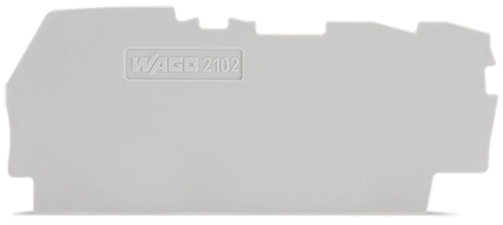 WAGO 2102-1391 Vég- és válaszlap 0,8mm vastag 3 vezetékes sorkapocshoz, szürke termékfotó