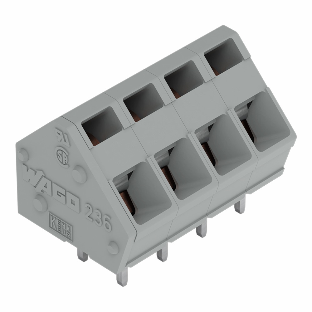 WAGO 236-402 NyÁK sorkapocshoz 2,5 mm2 5/5,08 mm lábtávolság 2 pólusú, szürke termékfotó